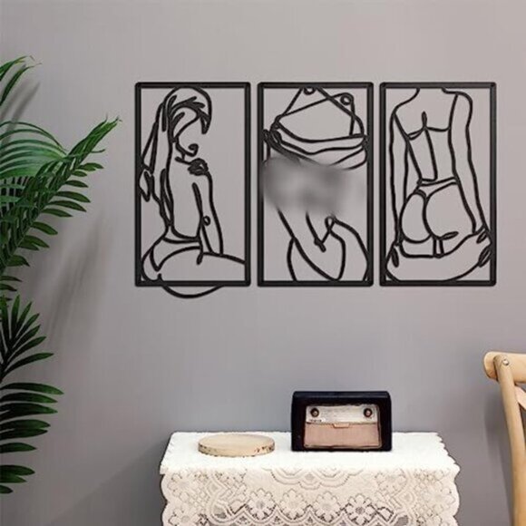 New 3 Pcs Modern Minimalist Abstract Line Art Wall for Home Decor